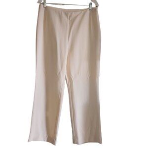 AKRIS Winter Ivory Wool Crepe Slacks Wide Leg Trouser Pants 12